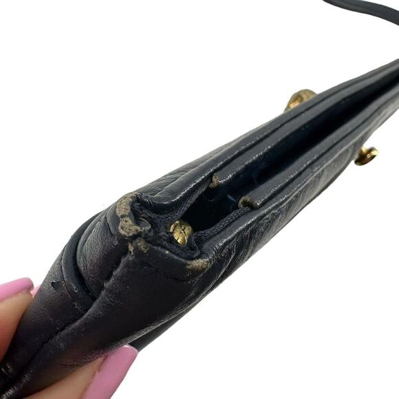 Ruth Saltz Clutch Handbag Vintage Leather Navy Blue Lion Classic Evening Purse - Picture 5 of 11